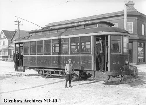 Streetcar Stopped in Front of Sunalta Block 1504 12th Ave (1912) Glenbow